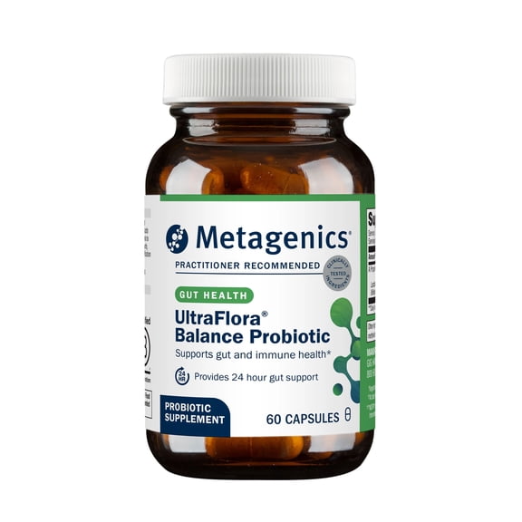 Metagenics UltraFlora Balance Probiotic - Shelf-Stable Daily Gut Health Supplement for Digestive & Immune Support* - Non-GMO & Gluten-Free - 60 Capsules