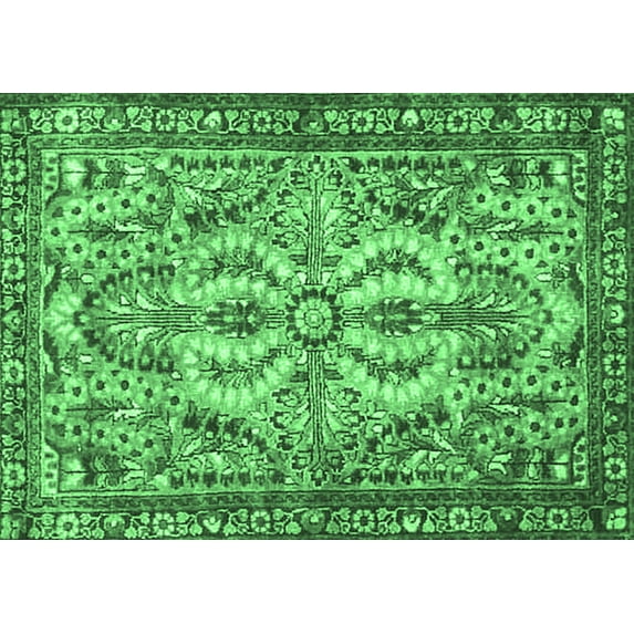 Ahgly Company Indoor Rectangle Persian Emerald Green Traditional Area Rugs, 5' x 7'