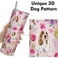 thumbnail image 2 of Basset Hound Insulated Tumbler - 20oz Travel Mug with 3D-Printed Dog Patterns & Vintage Florals - Perfect Gift for Dog Lovers, 2 of 6