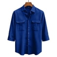 thumbnail image 3 of DAFPZW Mens Casual Waffleknit Shirt 3/4 Sleeve Button Down Collared Summer Shirts Loose Fit Hawaiian Beach Shirts with Pockets, 3 of 5