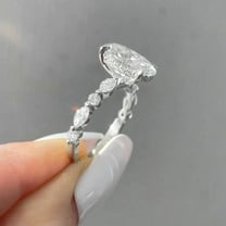 solitaire jewels 4TCW Oval Moissanite Hidden Halo Engagement Ring For Women, 10K White Gold