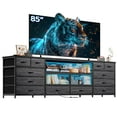 thumbnail image 2 of EnHomee TV Stands for Living Room Bedroom Dresser with Charge Station Entertainment Center for TVs 75 inch to 85 inch Black TV Stand with Fabric Drawers & LED, 2 of 8