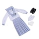 thumbnail image 1 of Conjunto de uniforme escolar a escala 1/6, conjunto de camiseta de manga larga, par de zapatos, moda y estilo. azul claro, 1 of 7