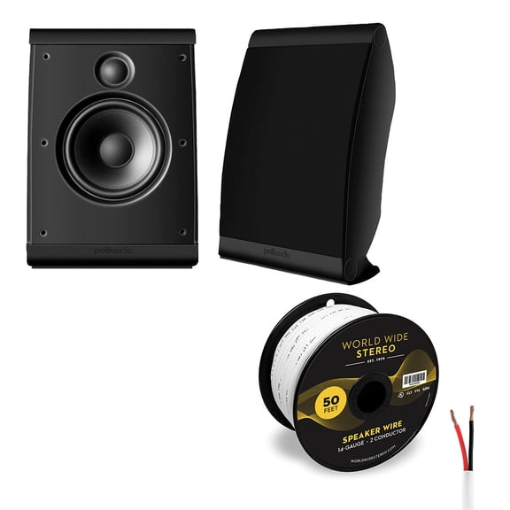 Polk Audio OWM3 Compact Multi Application Satellite Speaker Cable Bundle (Black)
