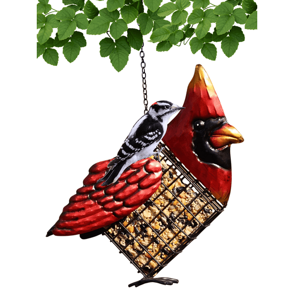 Gift Essentials Bird Feeder Bird Seed Suet Feeder Red Cardinal, 1 Suet Cake Capacity