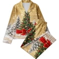 thumbnail image 5 of Enjoytime Christmas Womens Pjs Sets Print Button Down Long Sleeve Shirts Pants 2 Piece Sleepwear Xmas Soft Plus Size Pajama Set, 5 of 6
