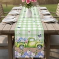 thumbnail image 4 of Blue Purple Floral Table Runner - 108 Inch Long Spring Hydrangea Flower Truck Green Plaid Cotton and Linen Blended Dress Scarves Farmhouse Table Runner for Kitchen Dining, Coffee Table, 13" x 108", 4 of 8