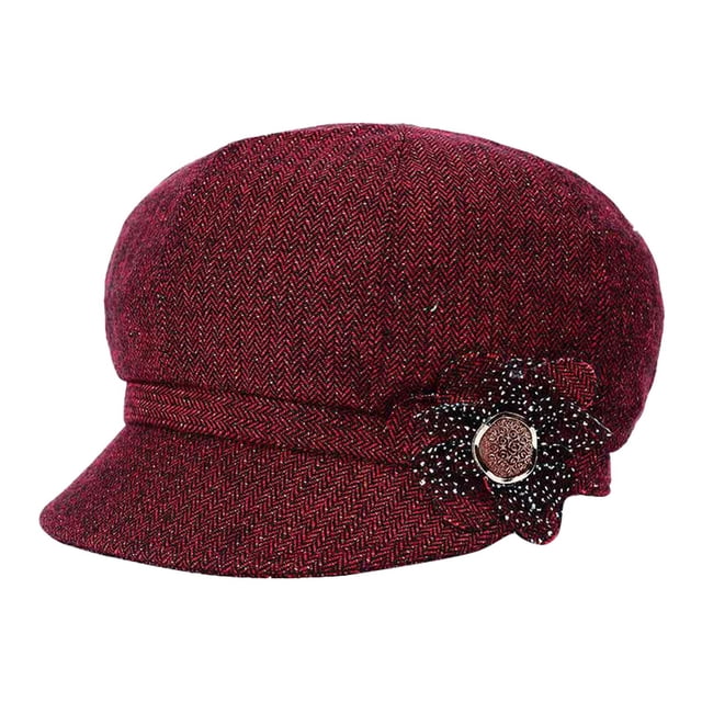 Béret pour Femmes Classique Rétro Visière avec Boucle Fleur Mode pour Tous les Jours