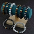 thumbnail image 2 of 8mm Natural Hematite, Tiger's Eye & Volcanic Stone Bracelet with Rainbow Beads - Unisex Friendship Bracelet, 2 of 15