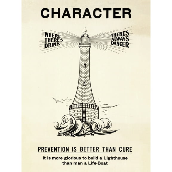 Prohibition Temperance Movement Alcohol Warning Lighthouse Ad Extra Large XL Wall Art Poster Print