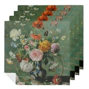 FACANNAP Christmas Floral Napkins Black Christmas Floral Napkins for Decoupage Floral Paper Napkins for Mother's Day Napkins Father's Napkins Pretty Flower Napkins All Seasons Still Life 2 PCS