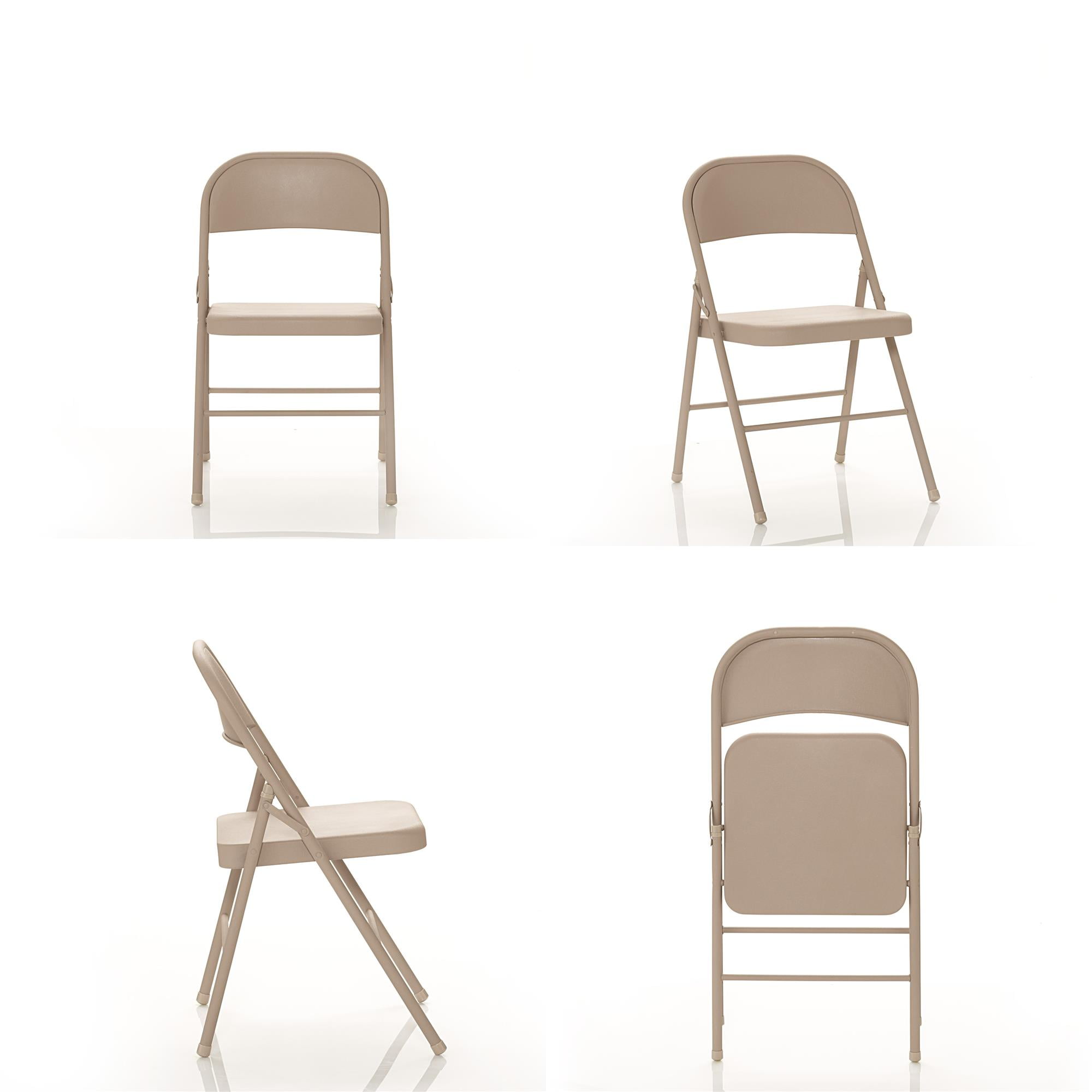 Mainstays Steel Folding Chair (4 Pack), Beige - 1