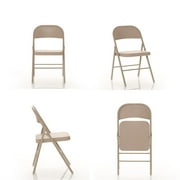 Mainstays All-Steel Metal Folding Chair, Beige, 4 Pack