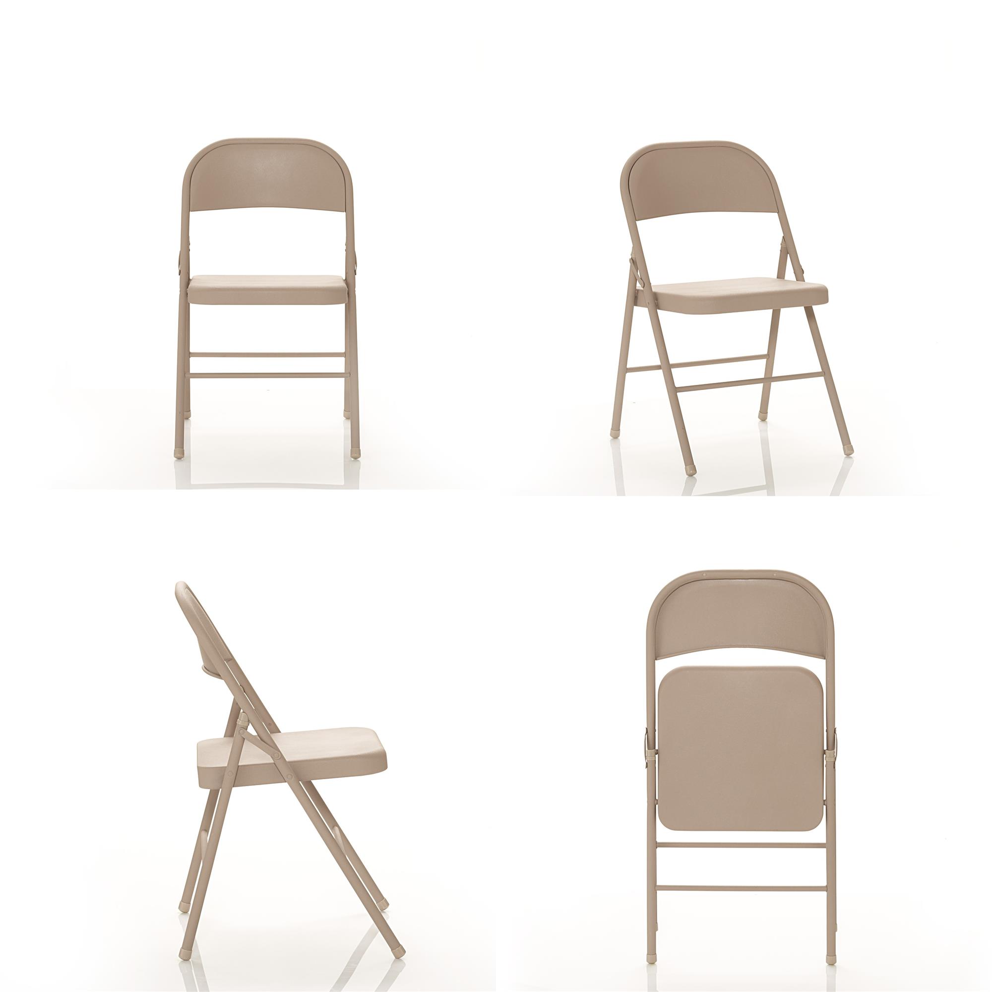 Mainstays Steel Folding Chair (4 Pack), Beige - image 3 of 10