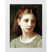 Bouguereau, William-Adolphe 14x18 White Modern Wood Framed Museum Art Print Titled - Une Petite Fille