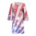 thumbnail image 4 of Summer Savings Clearance! Edvintorg 4Th Of July Summer Dress Women Plus Size Clothing Fashion Independence Day Print Casual V-Neck 3/4 Sleeve Fold Mini Dress, 4 of 5