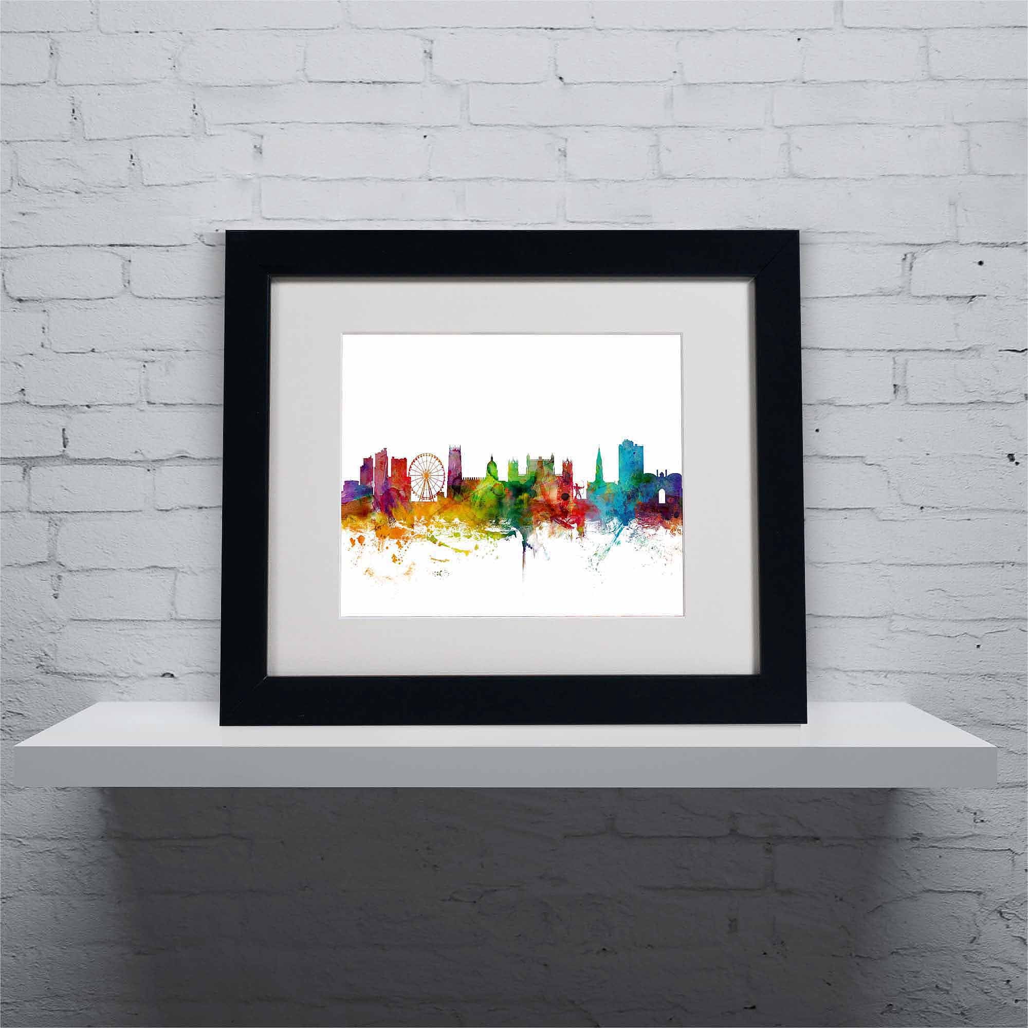 Trademark Fine Art "Nottingham England Skyline II" Canvas Art by Michael Tompsett, Black Frame