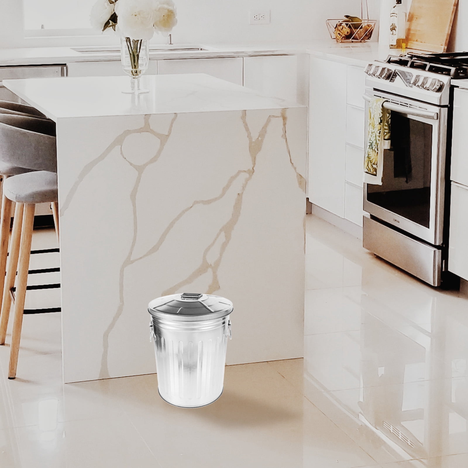BESTYASH Large Capacity Metal Outdoor Trash Can with Lid, Rust-Resistant Durable Garbage Bin for Yard, Patio, Garden