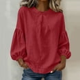 thumbnail image 2 of Women's 3/4 Sleeve Round Neck Loose Fit Pullover Tops Shirts Blouses Solid Color Plain Casual Daily Wear Business Casual Work Office Vacation Fashion Essential Gift for Women, 2 of 9