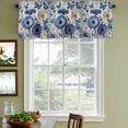 thumbnail image 4 of 2 Pack Valances for Windows, Blue White Daisy Window Valances for Living Room/Bedroom/Bathroom, Elegant Floral Butterflies Pastoral Light Filtering Kitchen Curtain Valance 42"W x18" L, 4 of 9