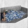 thumbnail image 6 of Tropical Soft Flannel Fleece Throw Blanket, Palm Tree Jungle Theme Exotic Hawaiian Foliage Composition in Blue Tones, Cozy Plush for Indoor and Outdoor Use, 50" x 60", Azure Blue White, by Ambesonne, 6 of 6