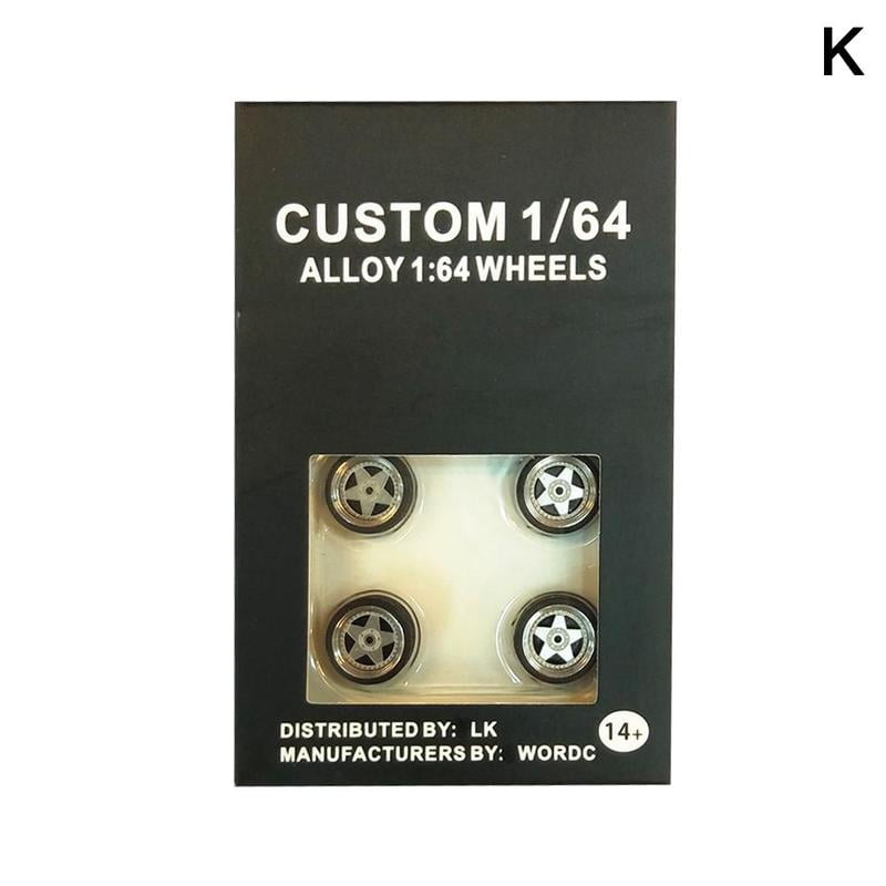 Custom Hot Wheels 1/64 Scale Alloy Wheels Matchbox Rubber Tires Best Quality 