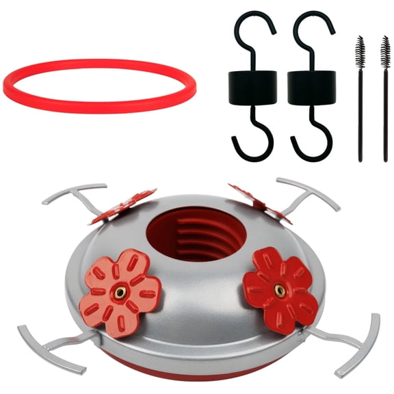 Hummingbird Feeder Base Replacement Parts Set Includes Hummingbird Feeder Bottom, 2 PCS Moat Hook 2 Pcs Brushes and 1 Pcs Replacement Seal Rings