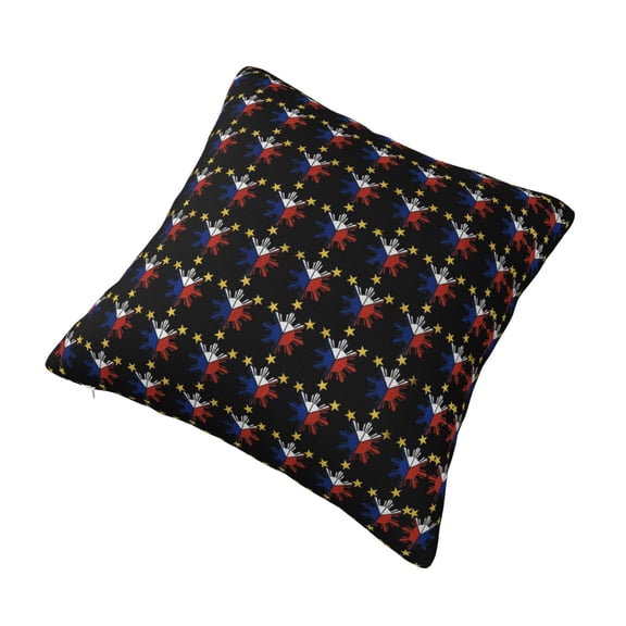 Decorative Throw Pillow Cover Filipino Flag Stars And Sun Square Pillowcases Cushion for Farmhouse Home Decor 16"x16"