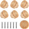 thumbnail image 5 of Jinsinto Weight: 120g Package size: 15 * 10 * 3cm Economical update - you will get 6 rattan drawer knobs and 6 screws, which will make it easy for you to turn your house into a simple and Bohemian style exquisite package. Suitable for most size cabinets or drawers, small and delicate Handmade design - our wooden dresser handles are round and light in weight. Due to the handmade design of natural cane, their colors and patterns will look slightly different Widely used - these wooden knobs have a clean and timeless appearance and are suitable for Bohemia, farmhouses, retro and traditional styles. Perfect complement for any kitchen cabinet, furniture door, cabinet, desk drawer, wardrobe drawer, shoe cabinet, chest, bookcase, etc! Easy to install - Our rattan knobs for cabinets and drawers are very easy to install. You only need to prepare a screwdriver, or even no tools. You can directly complete the installation manually. It is very easy for girls or women to complete the installation alone Satisfaction guarantee - we hope you like our products! Each cane knob is universal, effective and easy to use. However, if you have any questions, please contact us and we will be happy to help you, 5 of 5