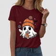 thumbnail image 2 of Towmus Halloween Shirts for Women Cute Print Shirt Fall Pumpkin Tshirt Coffee Lover Graphic Tees casual Short Sleeve Tops, 2 of 5