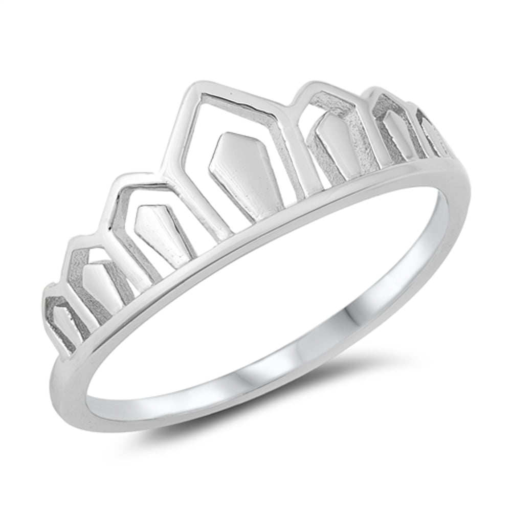 NEW LEAF Fashion Sterling Silver- CROWN HEART CZ RINGS SIZES 4-10 