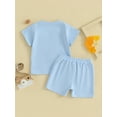 thumbnail image 3 of Bagilaanoe 2pcs Toddler Baby Boy Girl Shorts Set Short Sleeve Letter Print T Shirt Tops + Shorts 3M 6M 12M 18M 24M 3T Kids Casual Summer Clothes, 3 of 8