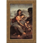 The Virgin and Child with St Anne 18x24 Gold Ornate Wood Framed Canvas Art by Da Vinci, Leonardo