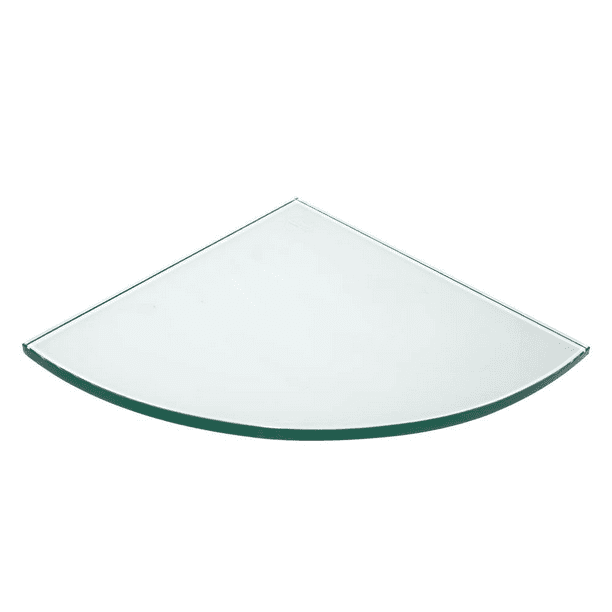 All Safe Glass 10" Quarter Circle Tempered Clear Glass Corner Shelf