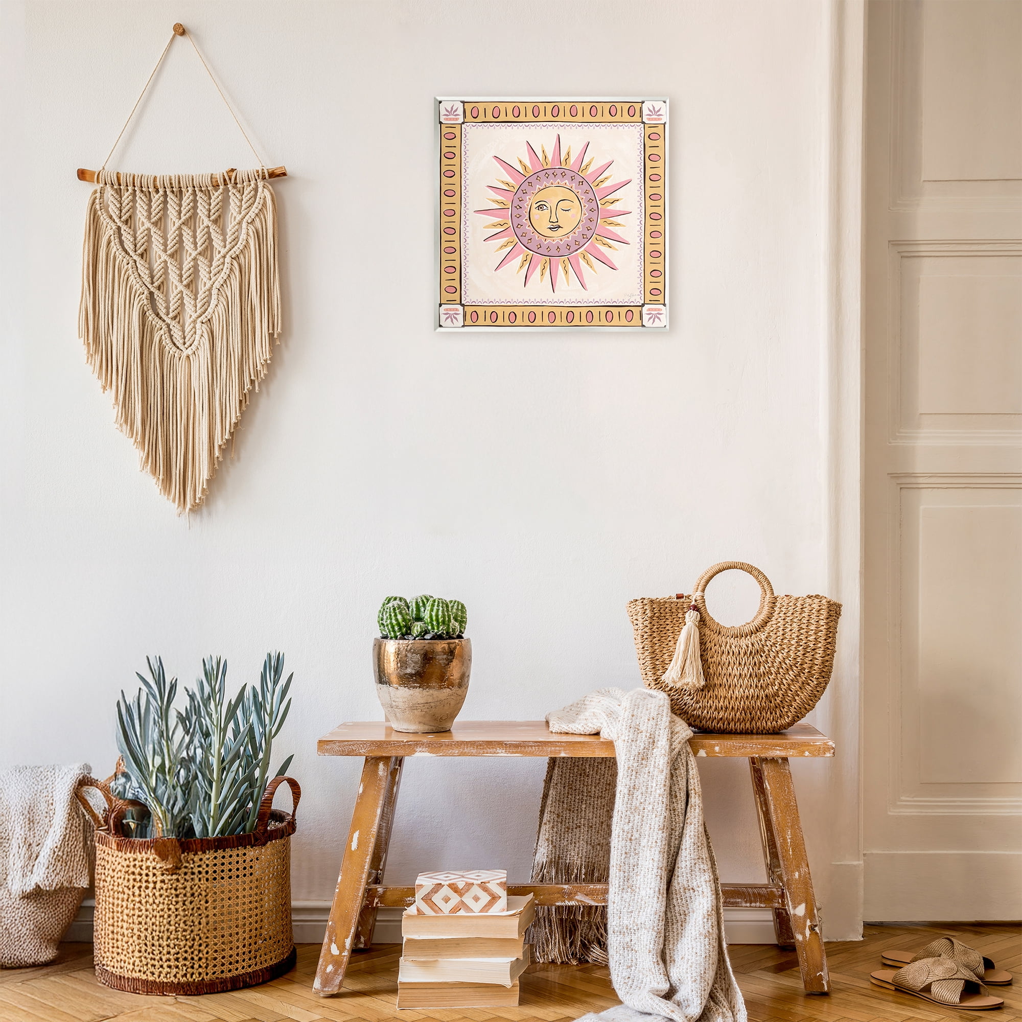 Stupell Industries Pastel Winking Sun with Border Wall Plaque Art, design by Two If By Sea Studios