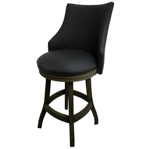 Tobias Designs 26" Swivel Wood Counter Stool in Black/ Dark Shadow