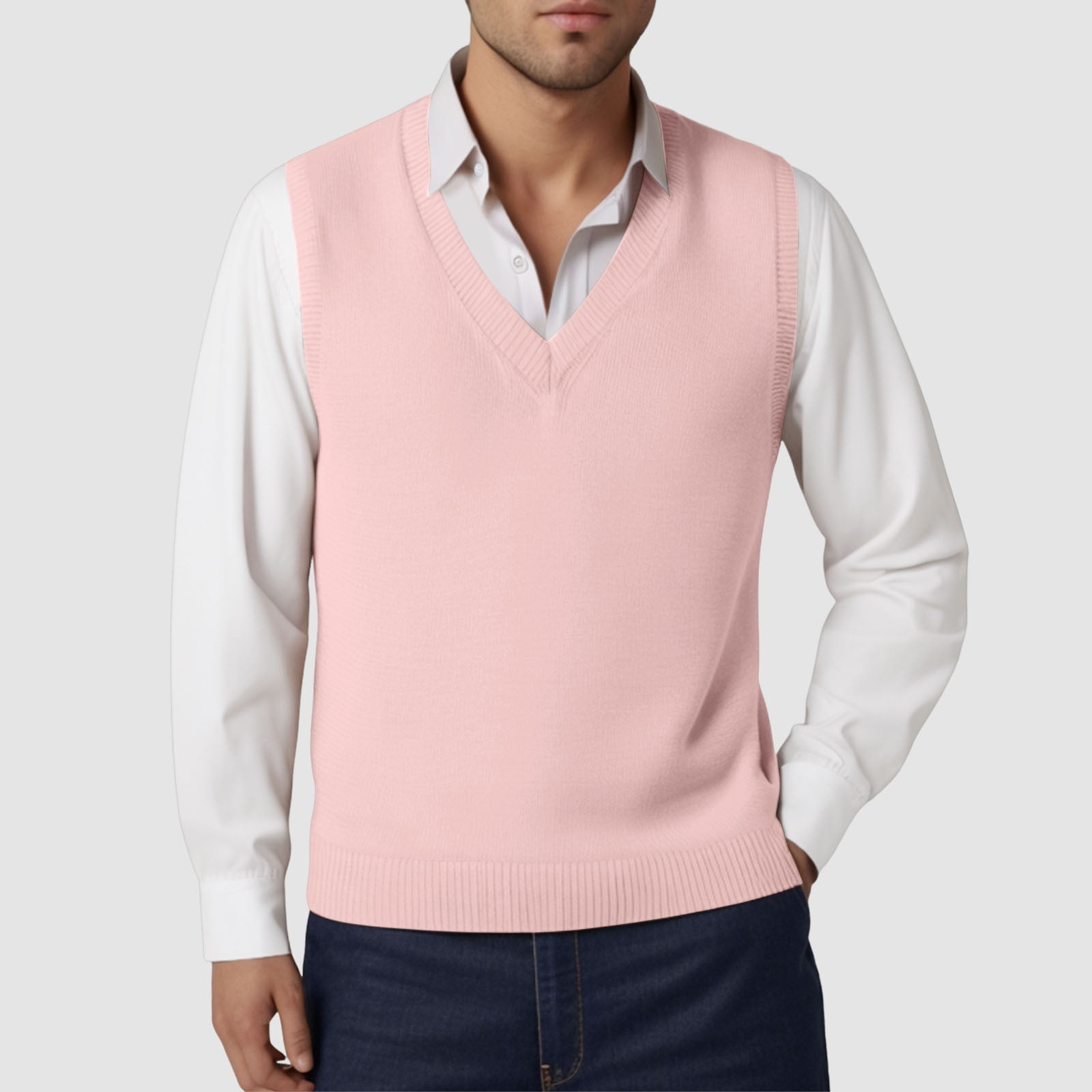Mokkpeq Men's Sweater Vest V-Neck Sleeveless Men Knitting