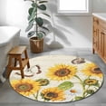 thumbnail image 3 of Round Rugs 4Ft, Farm Sunflowers Round Area Rug Washable Indoor Throw Carpet, Retro Flowers Butterfly Botanical Beige Soft Non Slip Circle Rug for Kitchen Nursery Room Home Decor Aesthetic, 3 of 8