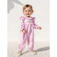 thumbnail image 6 of BemeyourBBs Girl Plaid Romper Long Sleeve Doll Collar Letter Embroidery Jumpsuit, 6 of 9