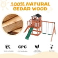 thumbnail image 3 of Wooden Swing Set for Kids,8 in 1 Outdoor Playset with Sandbox & Play Kitchen – 2-Seat Swing, Wave Slide, Corner Seats, Backyard, 3 of 3