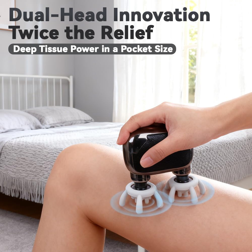 Pocket Force Mini Travel Massage Gun, Dual-Head High-Power Deep Tissue Body Massagers, Brushless Quiet Motor,10mm Amplitude, Portable Pocket Massager with Bag for Men Women Mom Dad Family
