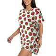 thumbnail image 2 of Kdxio Hand Drawn Strawberry Print Pajamas Sets for Women Short-Sleeved Pjs with Lounge Shorts Two Piece Sleepwear S-4XL, 2 of 9