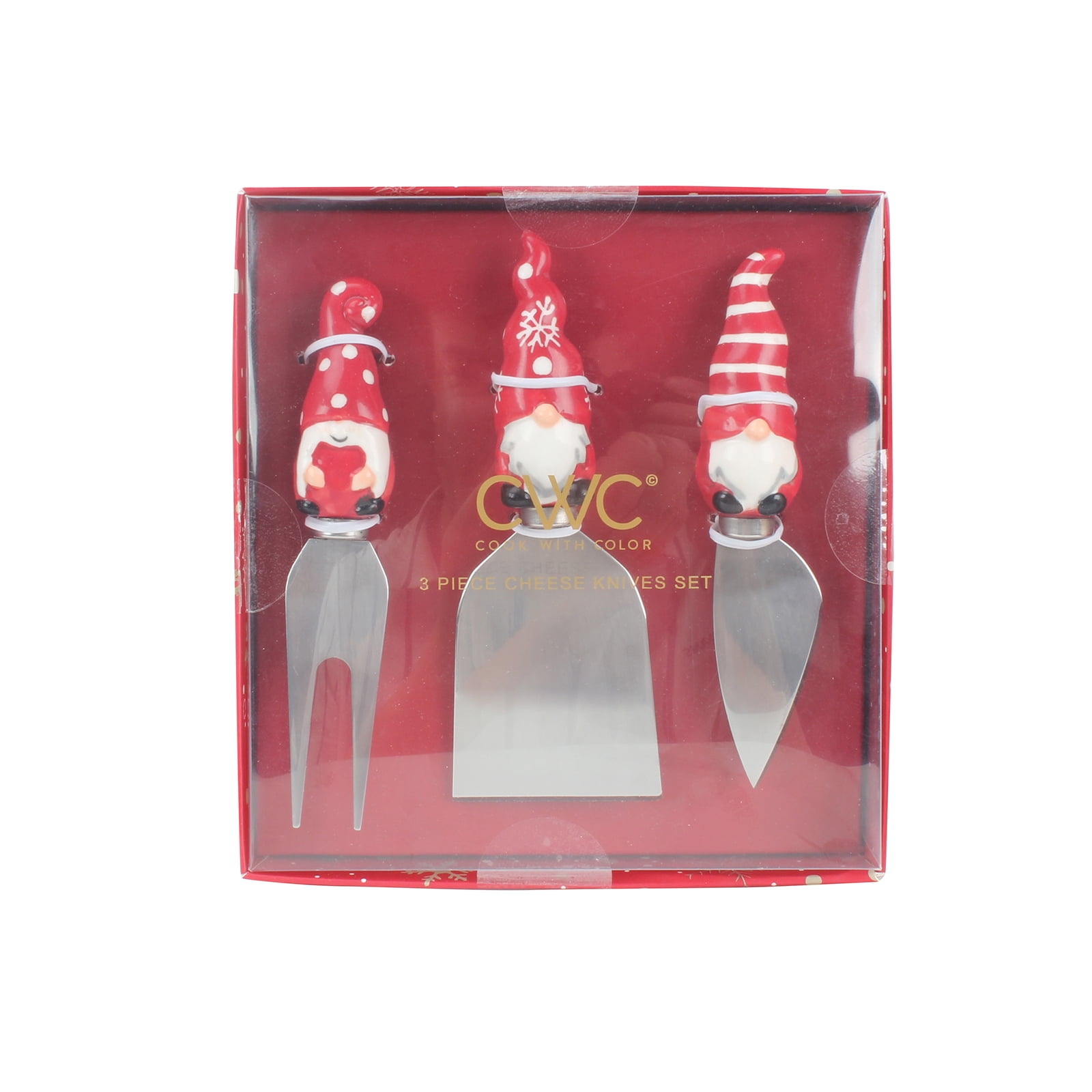 Cook with Color Stainless Steel Cheese Knives, Set of 3, with Figural
