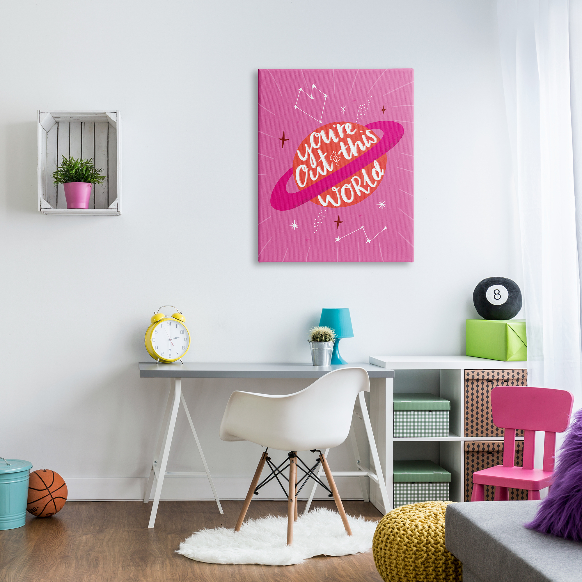 Stupell Industries You're Out of This World Phrase Valentine Pink Planet Novelty Painting Gallery-Wrapped Canvas Print Wall Art, 30 x 40, Design by Louise Allen