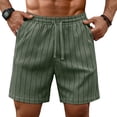 thumbnail image 6 of GIRUNS Mens Casual Shorts 7 Inch Striped Summer Beach Drawstring Elastic Waist Shorts with Pockets Army Green XL, 6 of 7