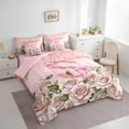 thumbnail image 3 of Manfei Bow Alphabet 7-Piece Twin Bedding Sets,Floral Rose Bedding Comforter Set,Sparkling Sequin Breathable Sheet Sets,Luxury Girls Bedroom Decor,Reversible, 3 of 8