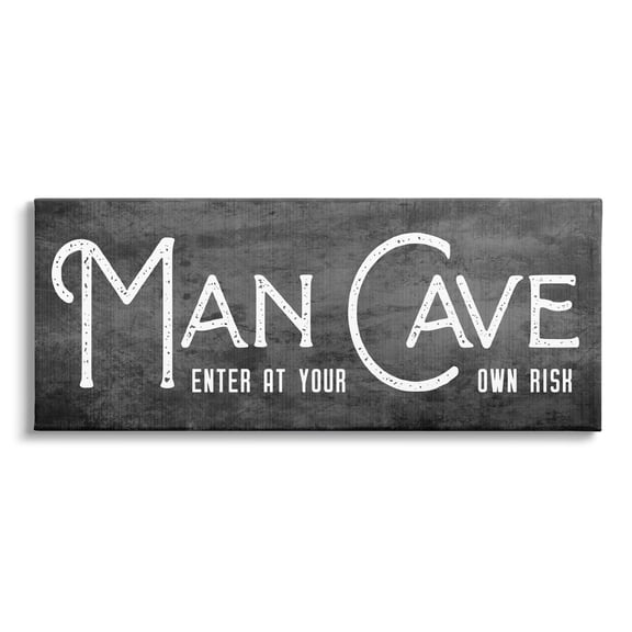 Stupell Industries Man Cave Humorous Vintage Typography Entrance Sign Graphic Art Gallery Wrapped Canvas Print Wall Art, Design by CAD Designs