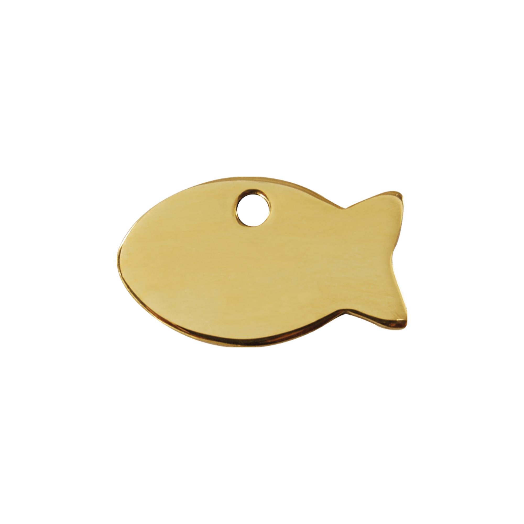 Red Dingo Flat Brass Fish Personalized Engraved Pet ID Tag, Small