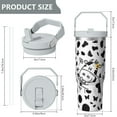 thumbnail image 5 of 1pc dairy cow 30oz Tumbler with Straw & Handle - Insulated Stainless Steel Cup | Holiday Gift for Man Women (Christmas, Valentine's, Birthday), 5 of 7