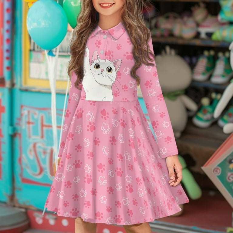 Pink Long Midi For Girls Molo Teen Girls Pink Cotton Midi Dress